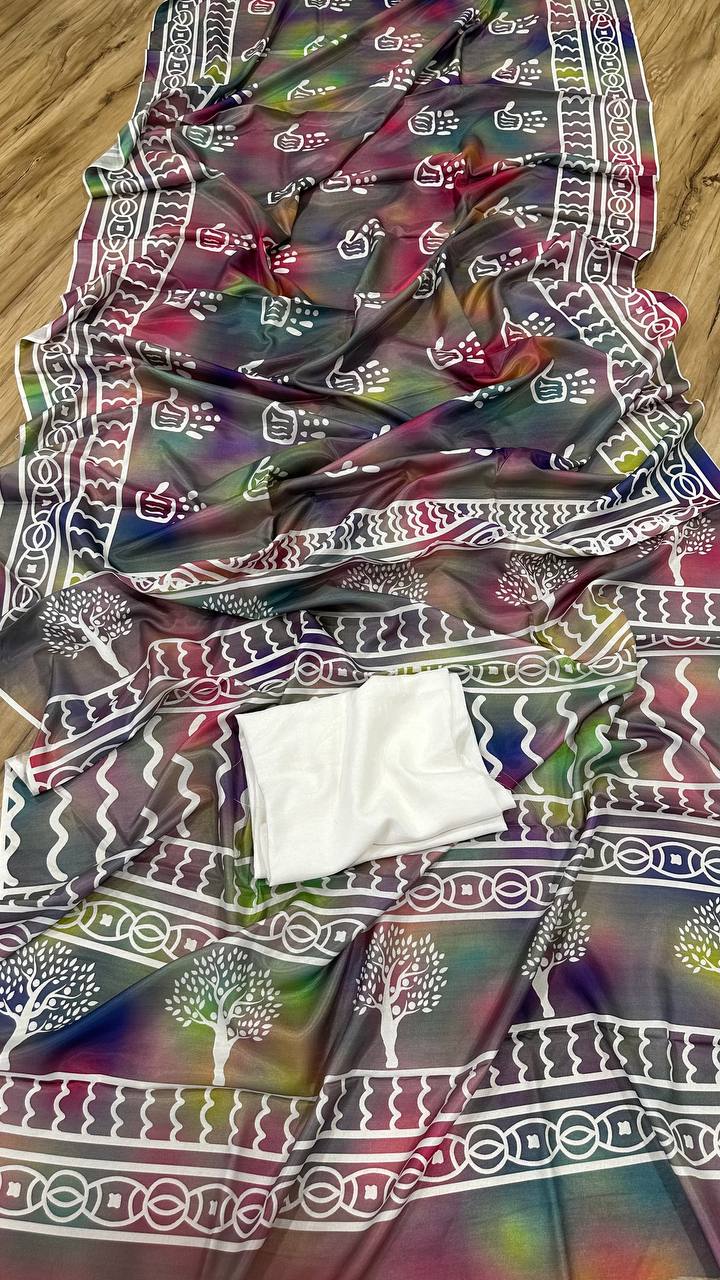 Celebrate Holi in Style with Our Vibrant Digital Print Dola Silk Sarees