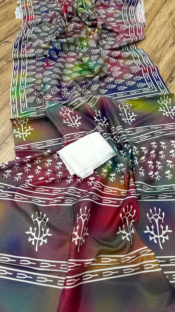 Celebrate Holi in Style with Our Vibrant Digital Print Dola Silk Sarees