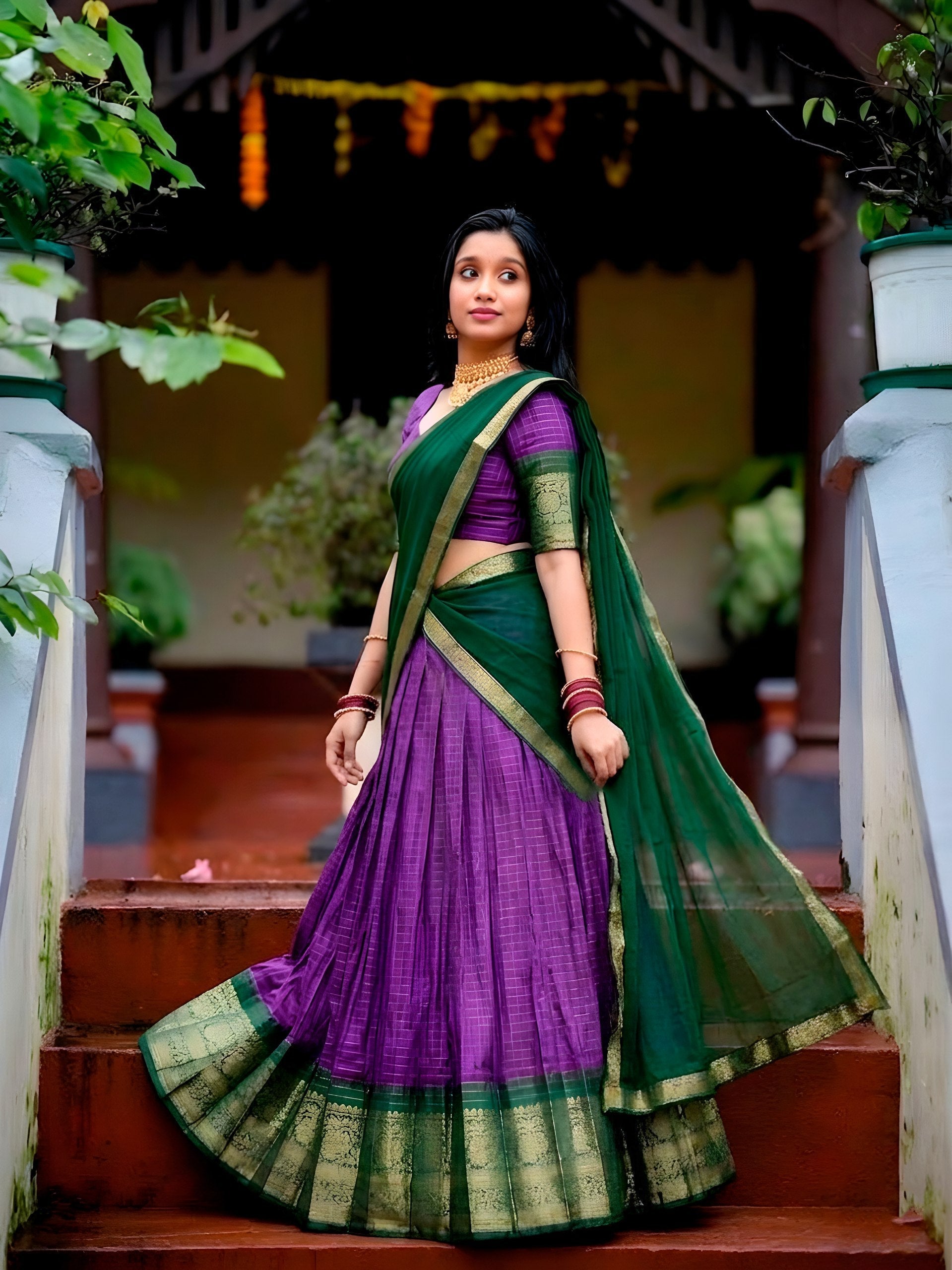 Chex Zari Weaving Lehenga Set