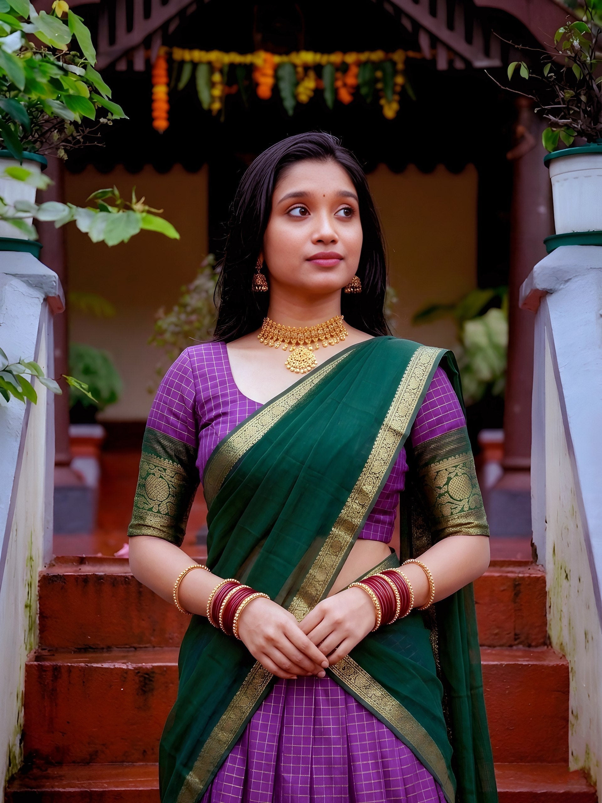 Chex Zari Weaving Lehenga Set