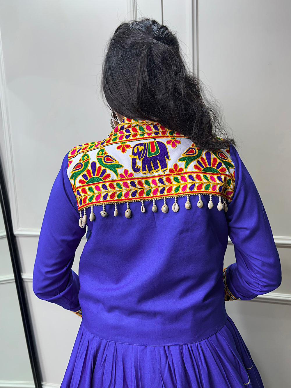 Royal Blue Color Plain With Gota Patti Rayon Garba Choli