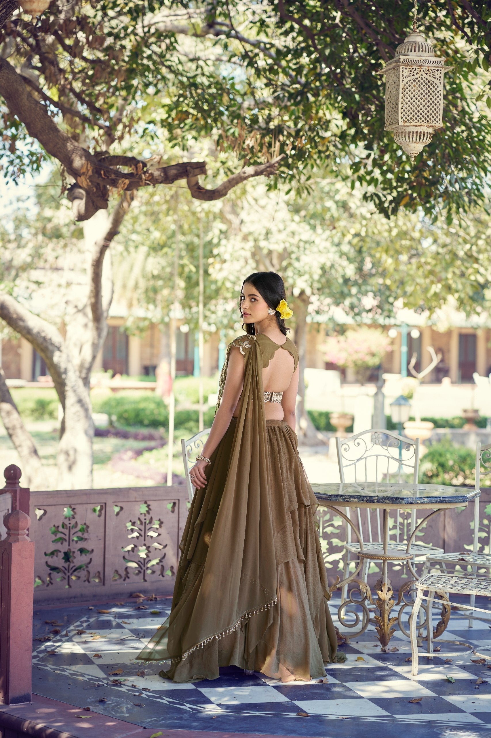 Coffee Marble Sequins Lehenga