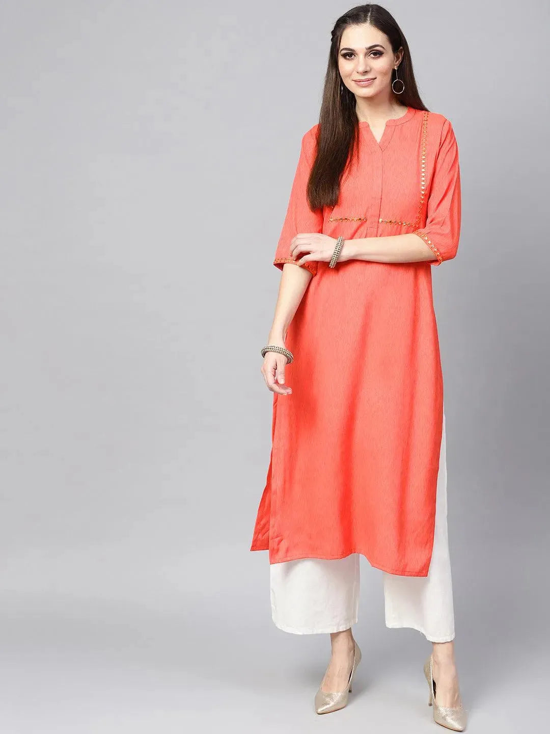 Anouk Coral Solid Cotton Kurta