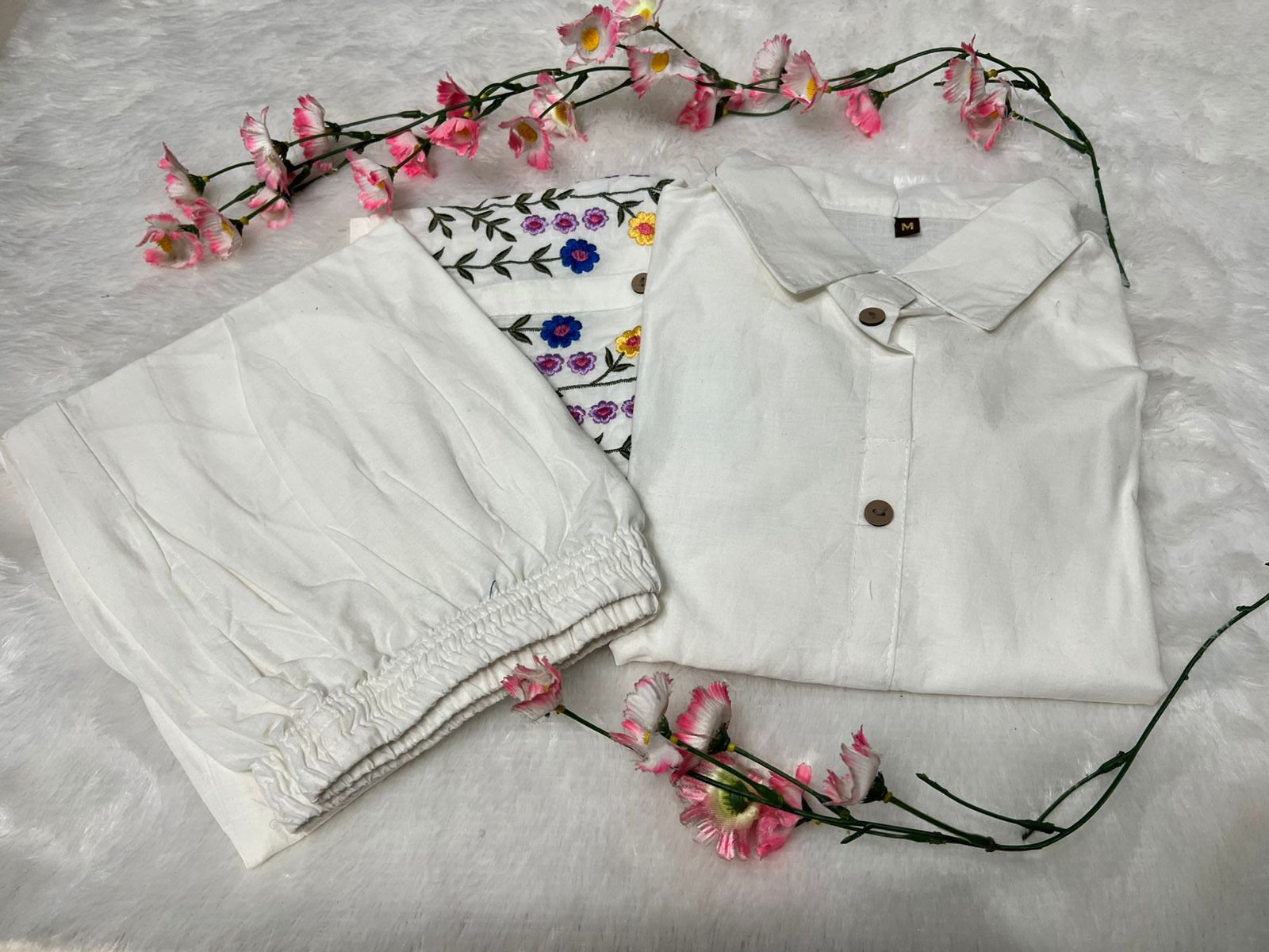 Cotton 60/60 Co-Ord Set with Embroidered Top & Pant