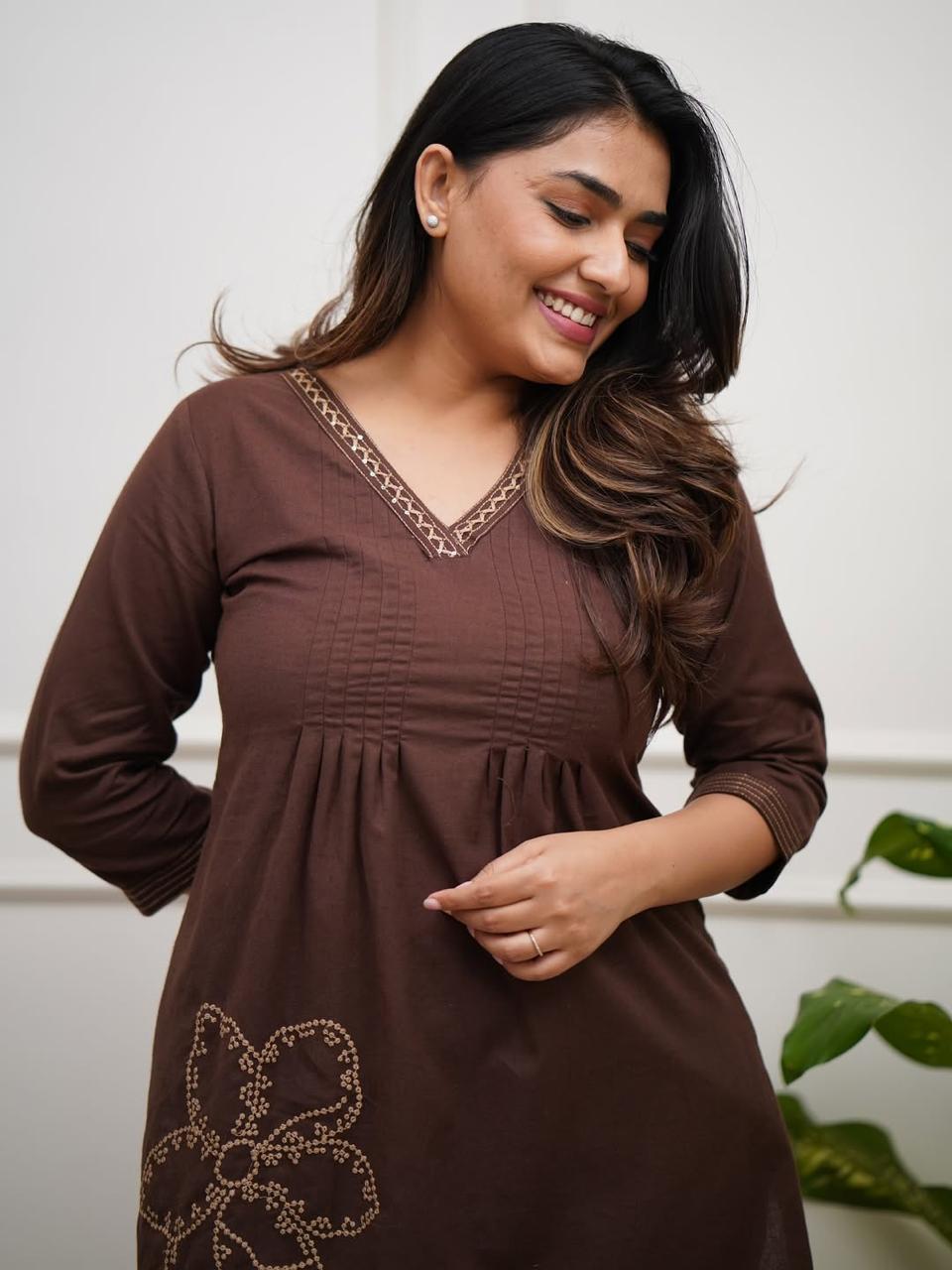 Cotton 60x60 Embroidered Co-Ord Set for Women