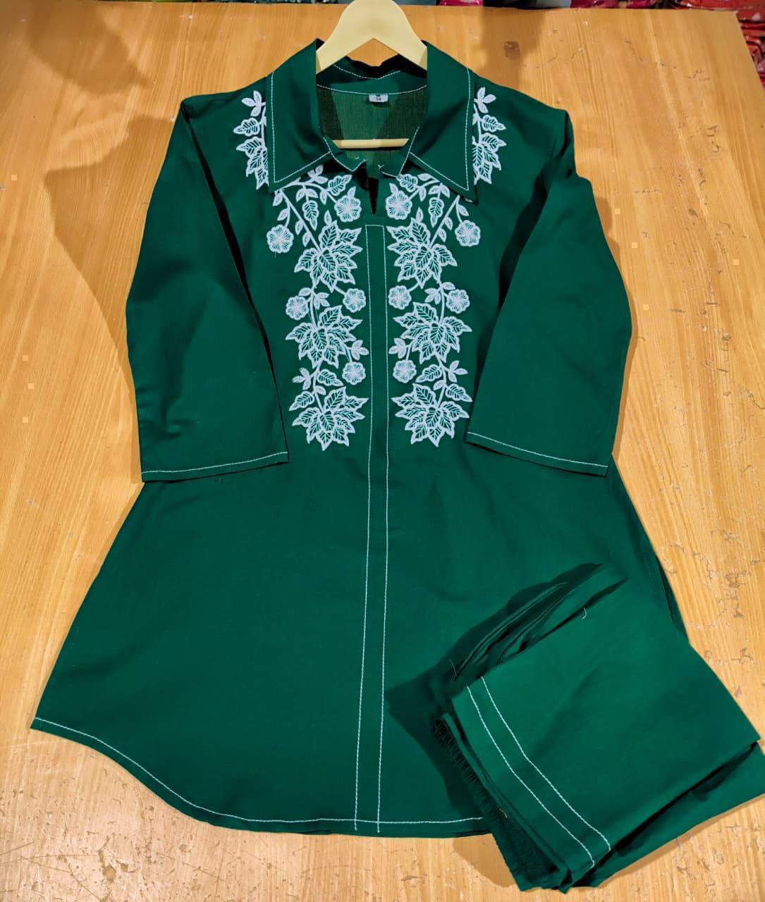 Cotton 60x60 Embroidered Co-Ord Set with Pant Pocket
