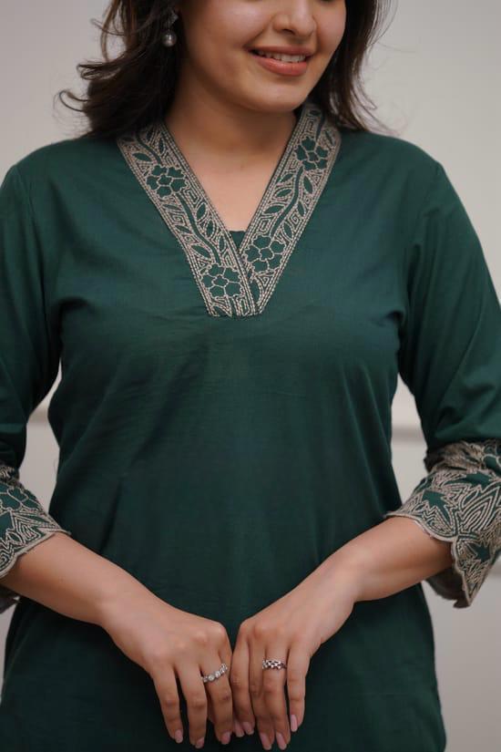 Cotton 60x60 Embroidered Co-Ord Set with Pocket & Pant