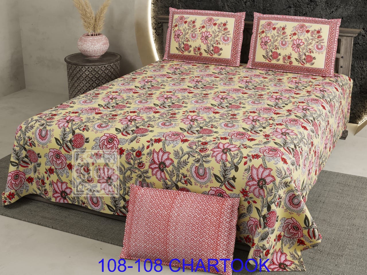 Cotton Autoloom Bedsheet Set 108x108 with 2 Flap Pillow Covers
