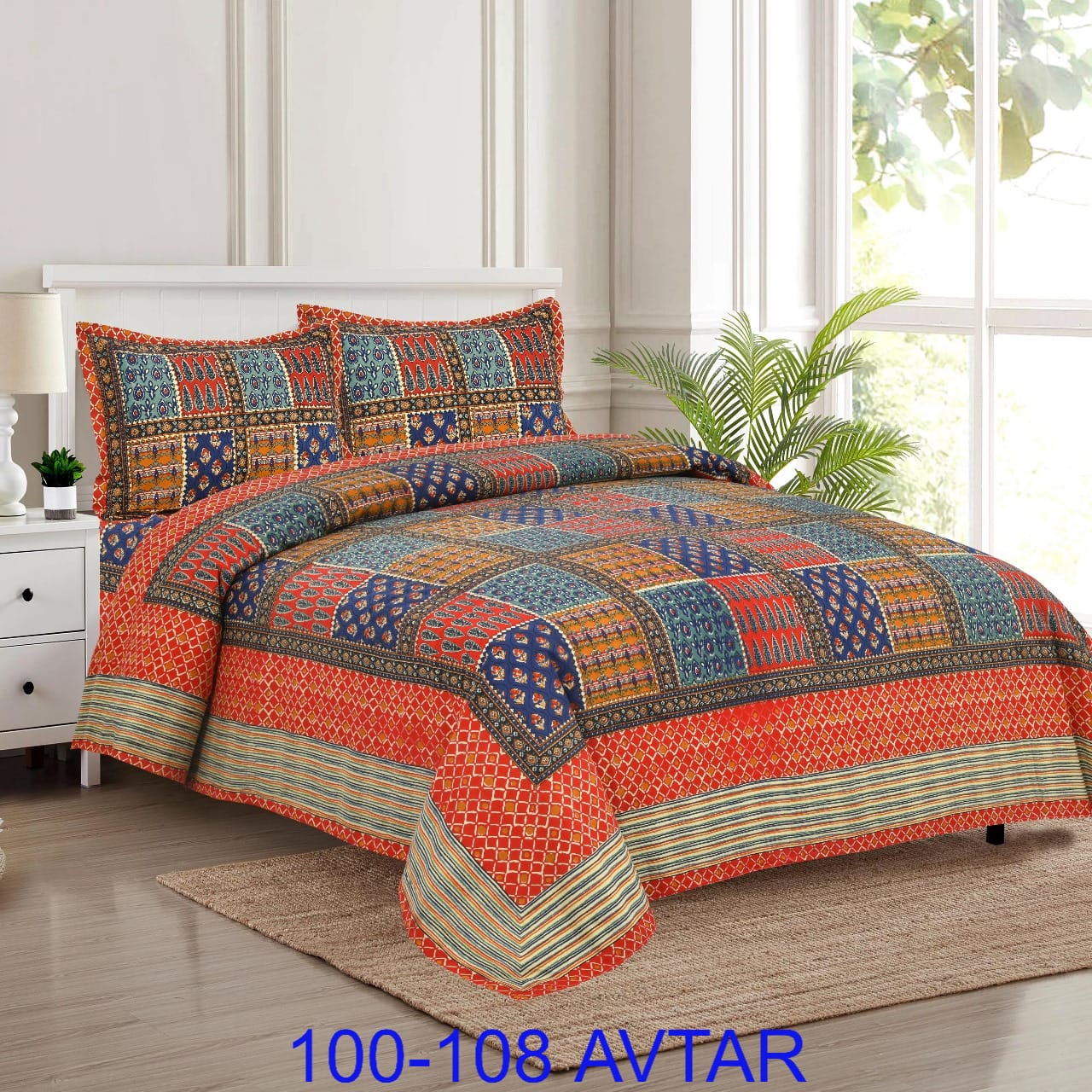 Cotton Bedsheet 100x108 with 2 Pillow Covers