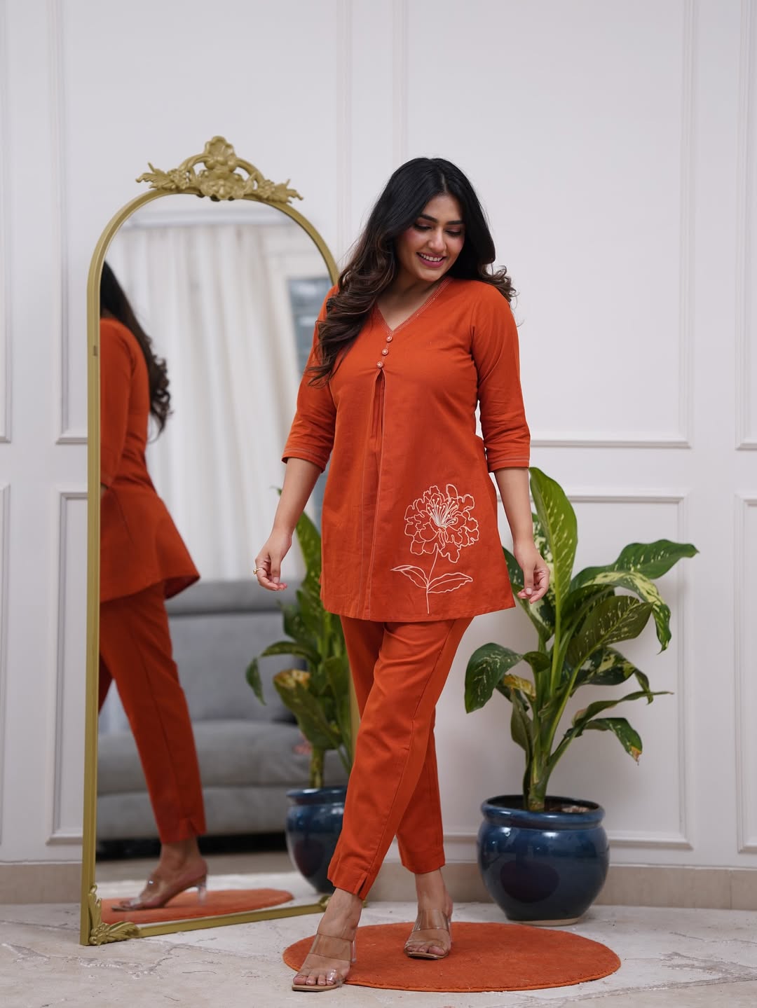 Cotton Coord Set with Button Work & Side Pocket