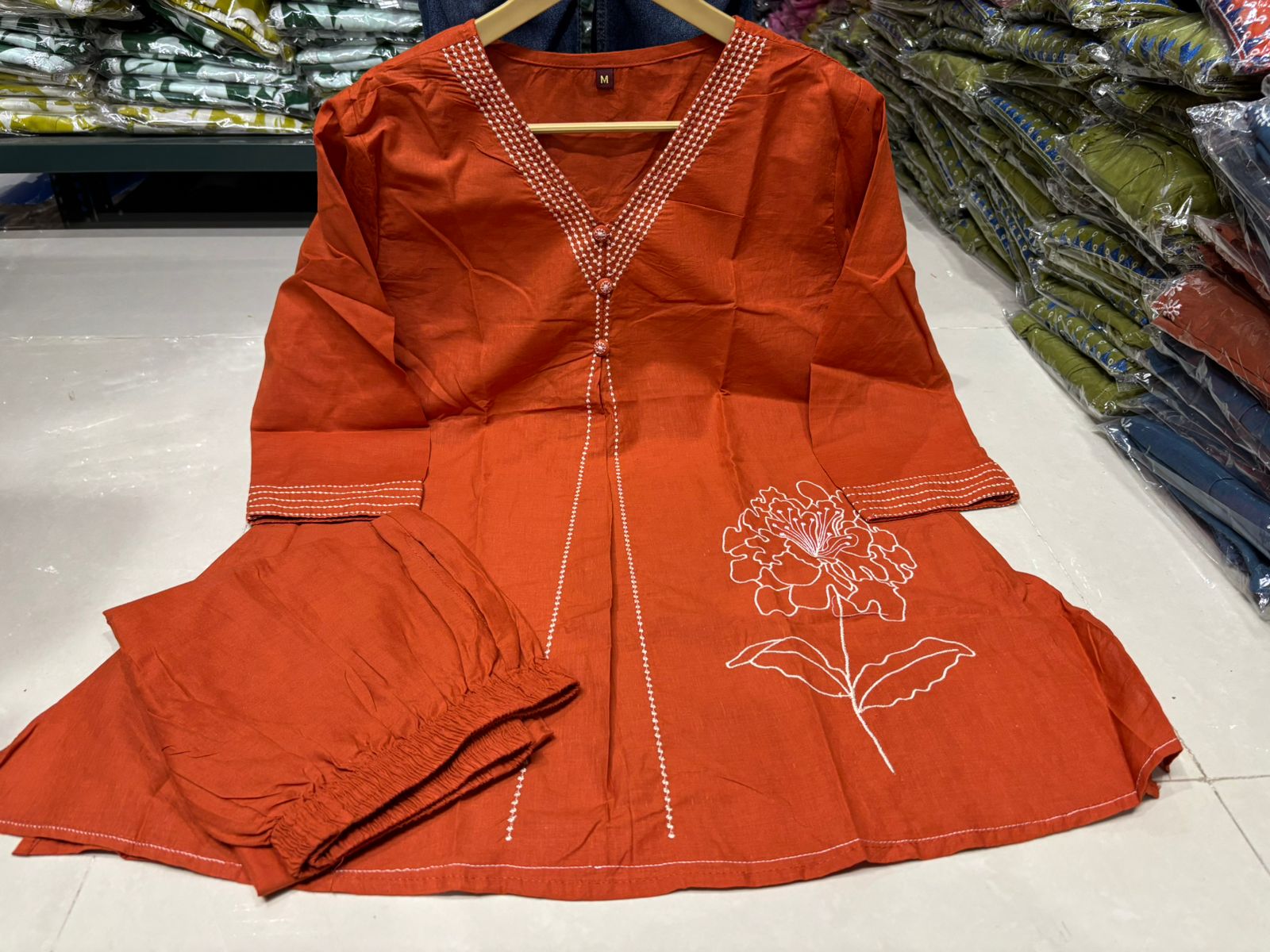 Cotton Coord Set with Button Work & Side Pocket