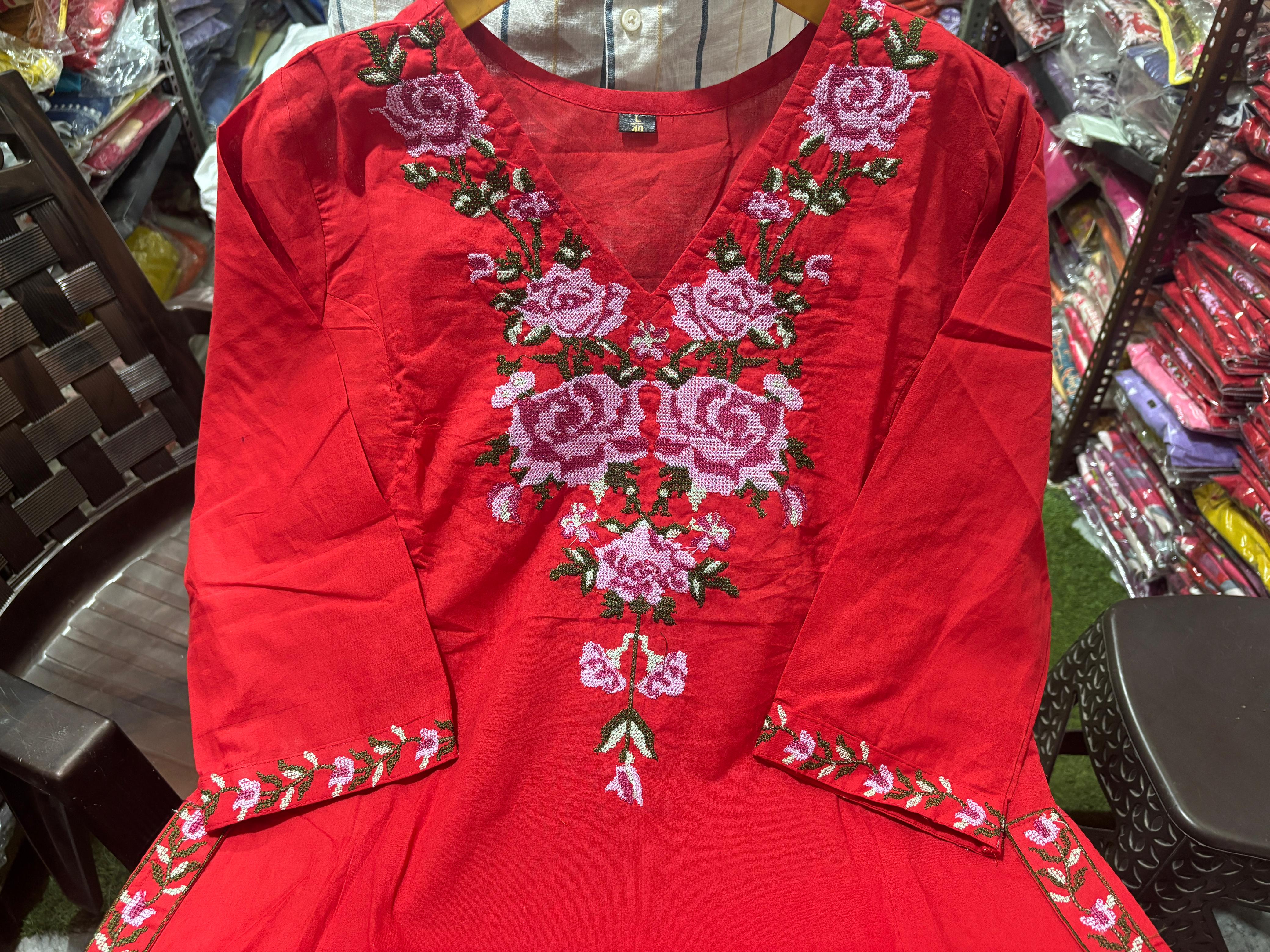 Cotton Coordinate Set with Cross Stitch Embroidery & Pockets