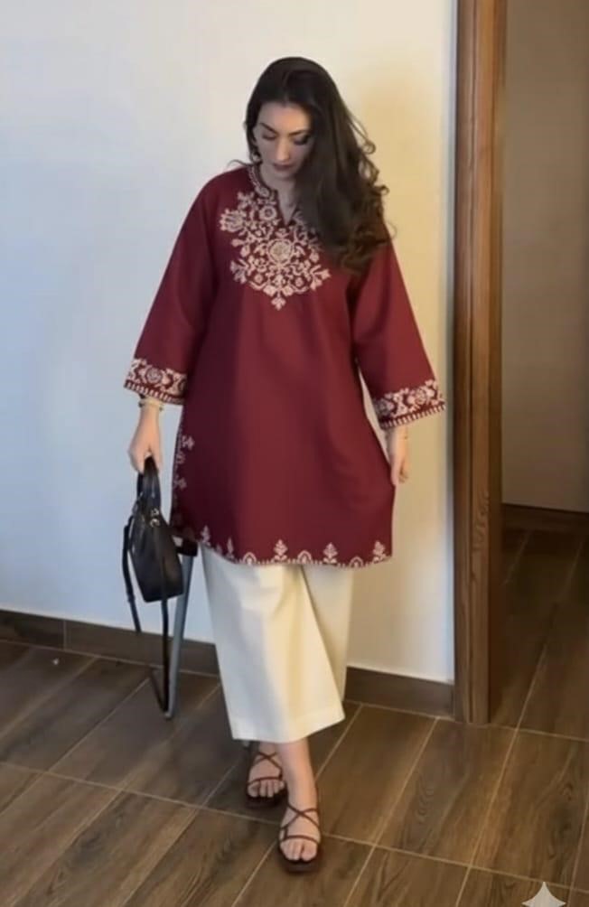 Cotton Embroidered Co-Ord Set with Palazzo