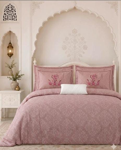 Cotton Double Bedsheet 100x100 Inches with 2 Embroidered Pillow Covers