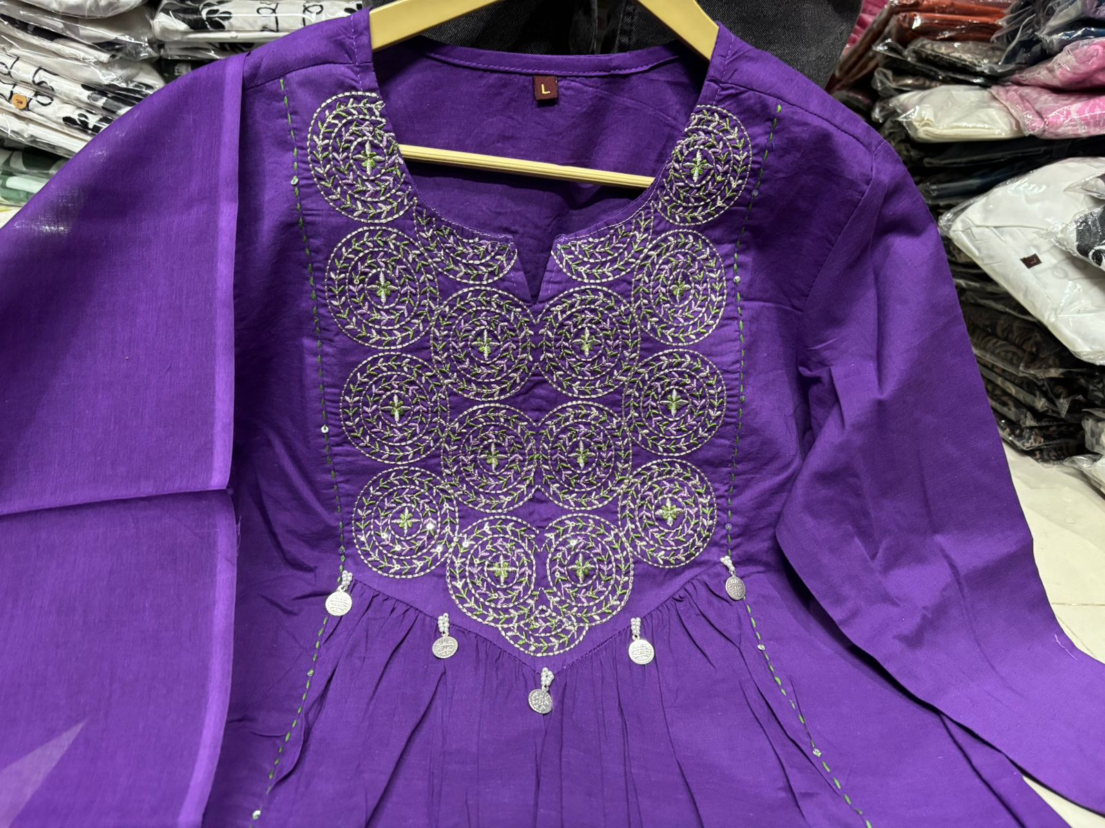 Cotton Embroidered Kurti Pant Set with Dupatta