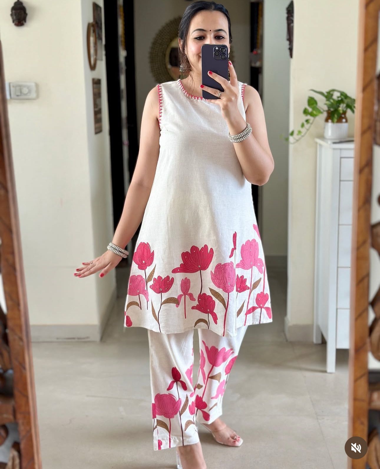 Cotton Flex Co-Ord Set with Kantha Work & Flex Print Kurta