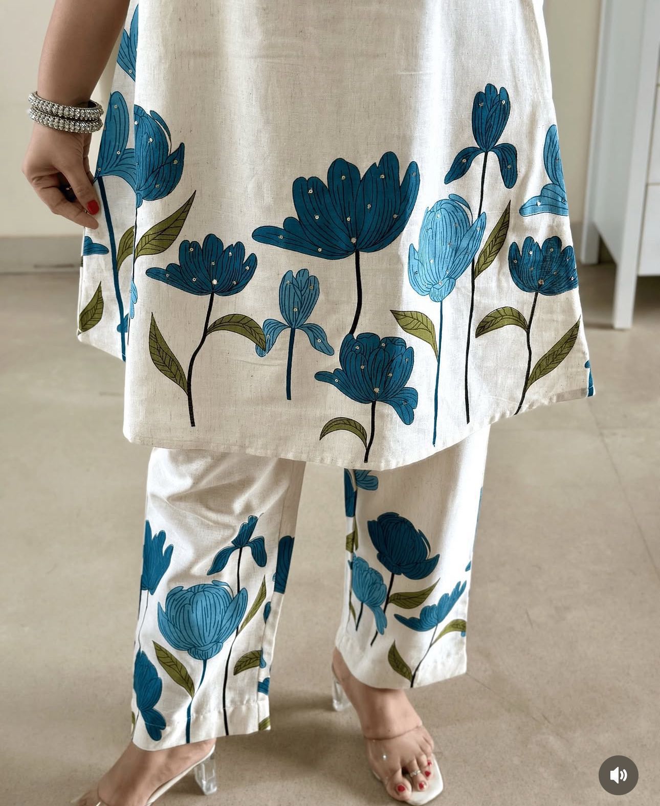 Cotton Flex Co-Ord Set with Kantha Work & Flex Print Kurta
