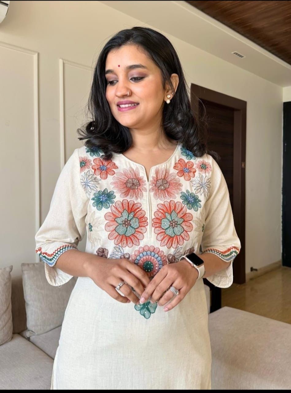 Cotton Flex Embroidered Kurta Pant Set