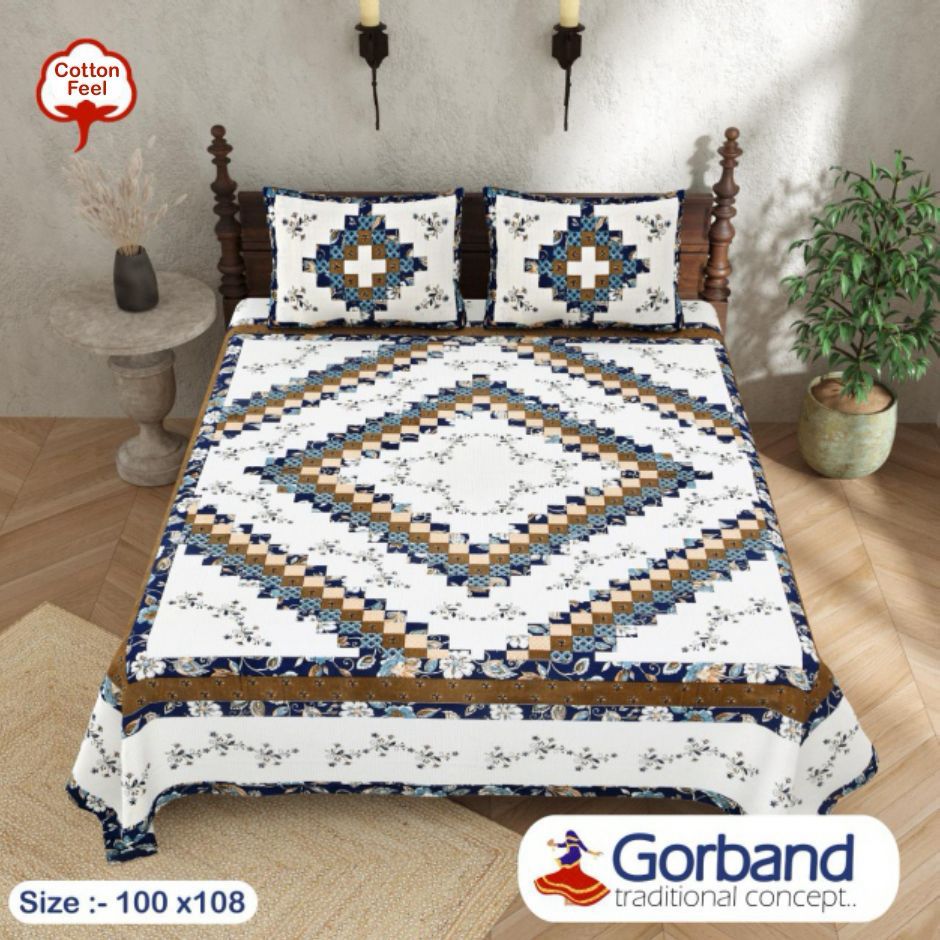 Cotton King Size Bedsheet Set (100x108 Inch) with 2 Pillow Covers