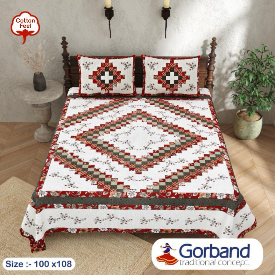 Cotton King Size Bedsheet Set (100x108 Inch) with 2 Pillow Covers