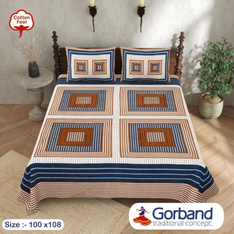 Cotton King Size Bedsheet Set (100x108 Inch) with 2 Pillow Covers