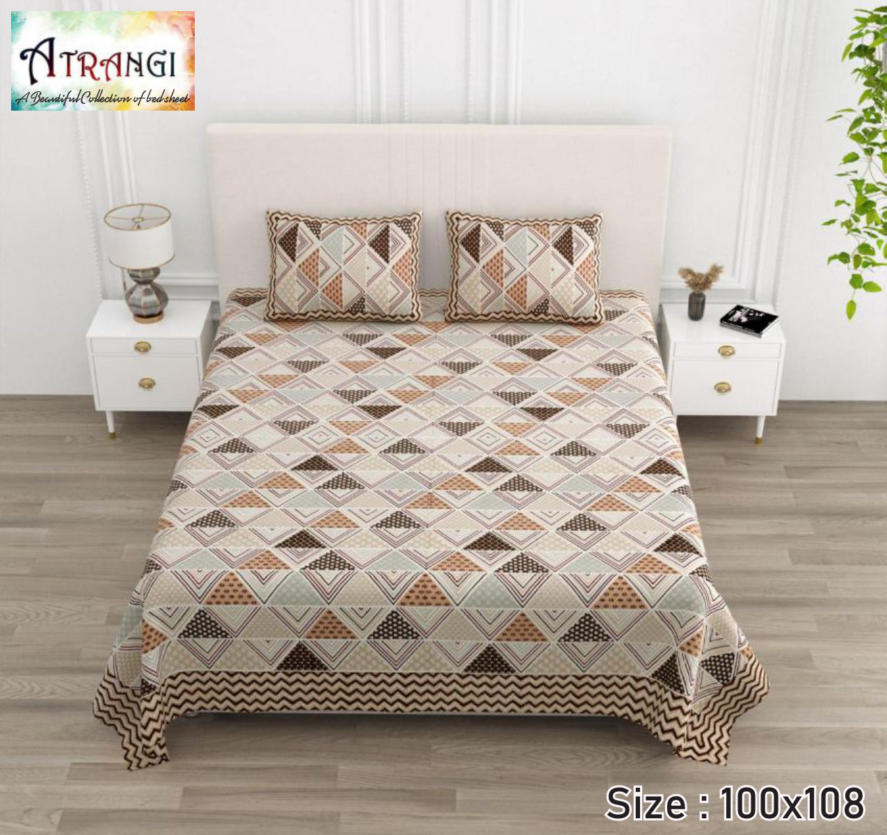 Cotton King Size Bedsheet Set (100x108 Inch) with 2 Pillow Covers