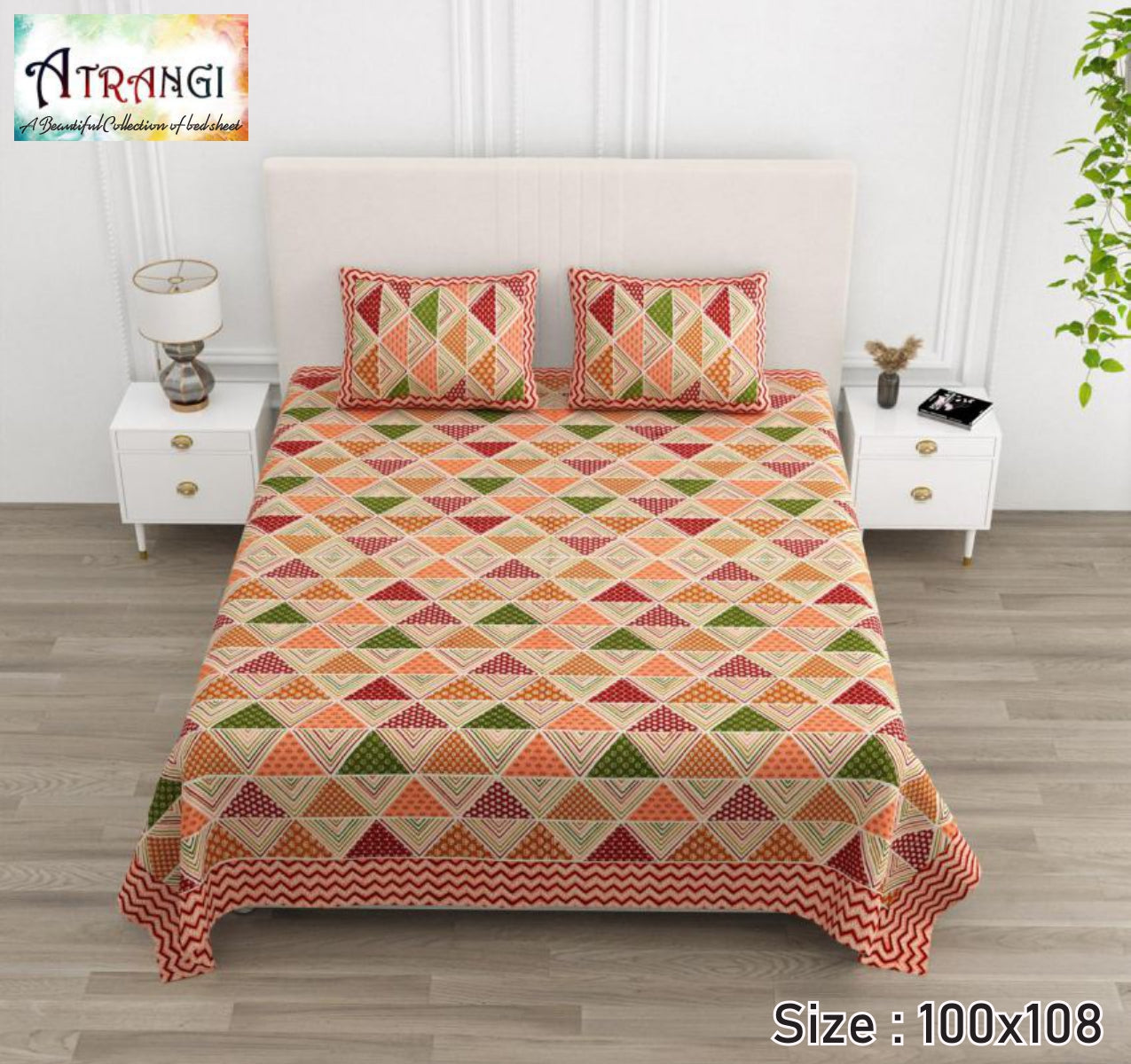 Cotton King Size Bedsheet Set (100x108 Inch) with 2 Pillow Covers