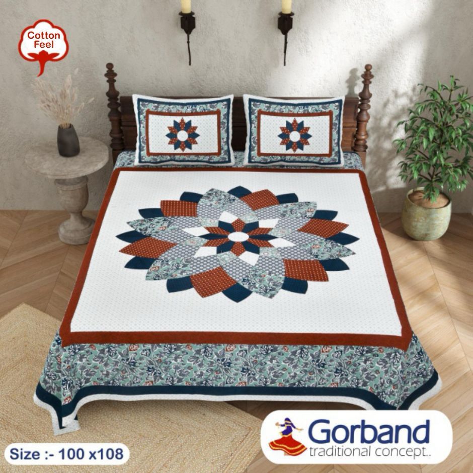 Cotton King Size Bedsheet Set (100x108 Inch) with 2 Pillow Covers