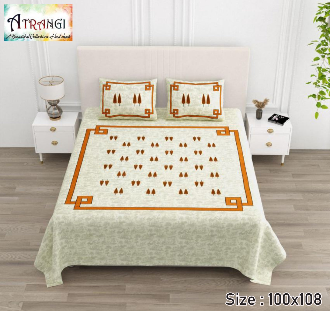 Cotton King Size Bedsheet Set (100x108 Inch) with 2 Pillow Covers