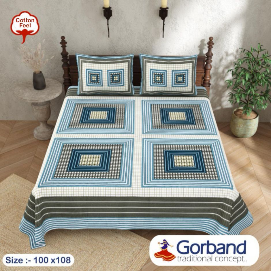 Cotton King Size Bedsheet Set (100x108 Inch) with 2 Pillow Covers