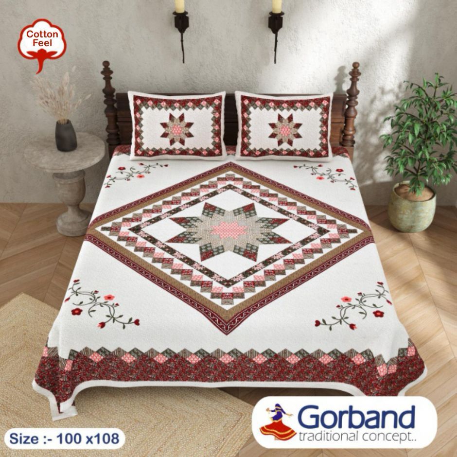 Cotton King Size Bedsheet Set (100x108 Inch) with 2 Pillow Covers