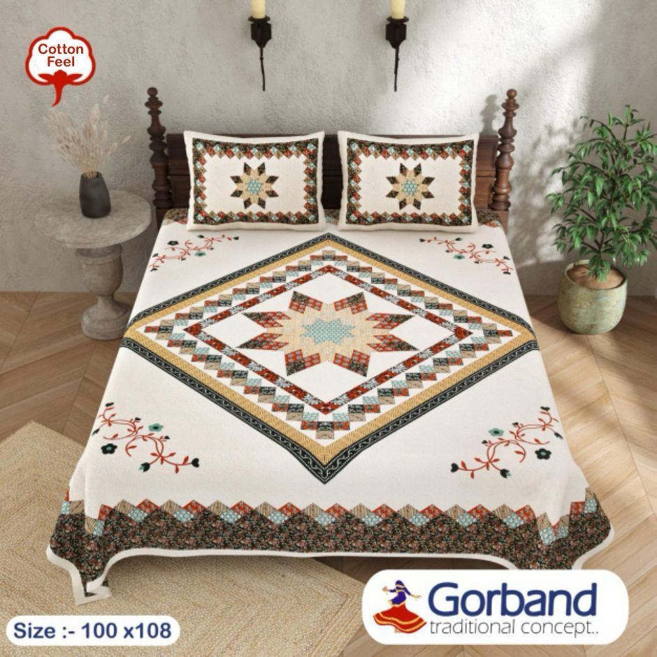 Cotton King Size Bedsheet Set (100x108 Inch) with 2 Pillow Covers