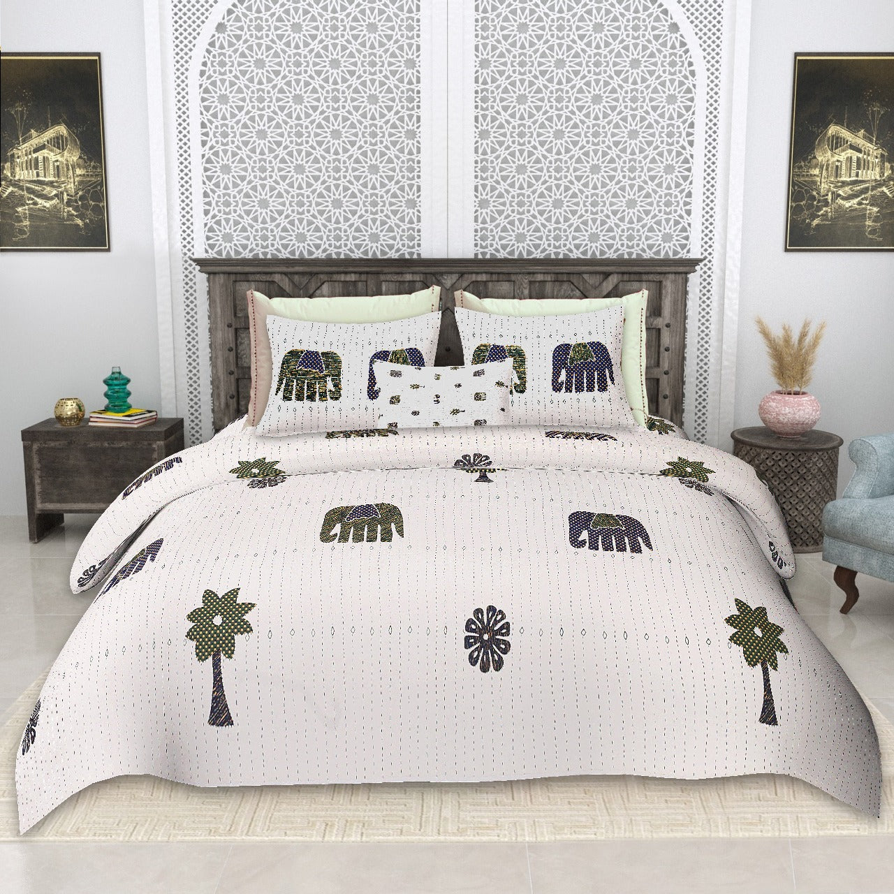 Cotton King Size Bedsheet Set (100x108 Inches) with 2 Pillow Covers