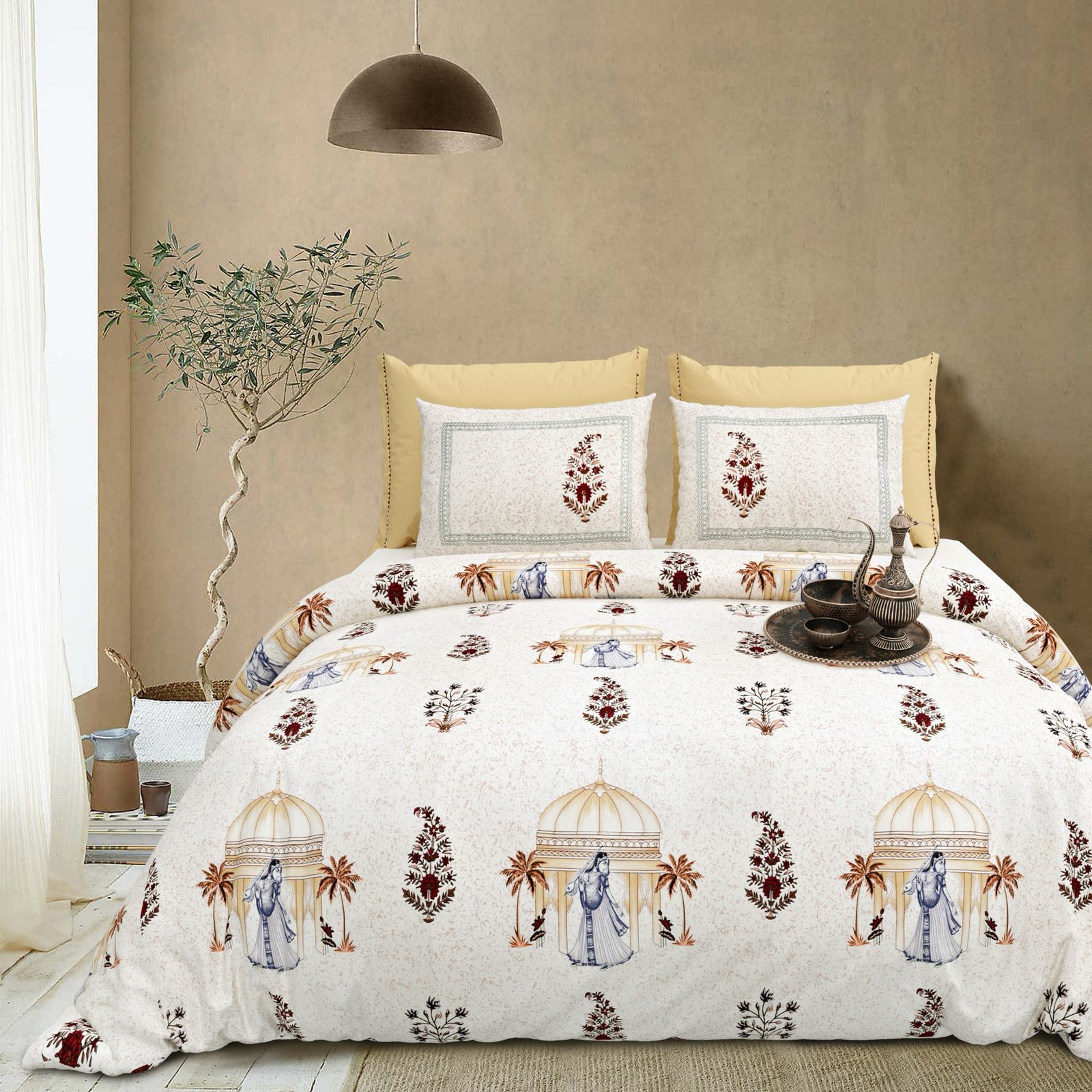 Cotton King Size Bedsheet Set (108x108 Inches) with 2 Pillow Covers