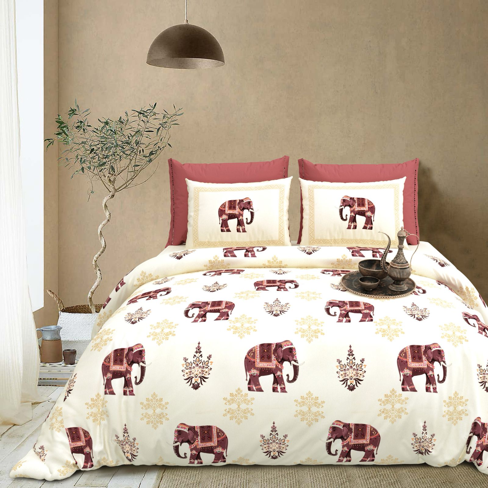 Cotton King Size Bedsheet Set (108x108 Inches) with 2 Pillow Covers