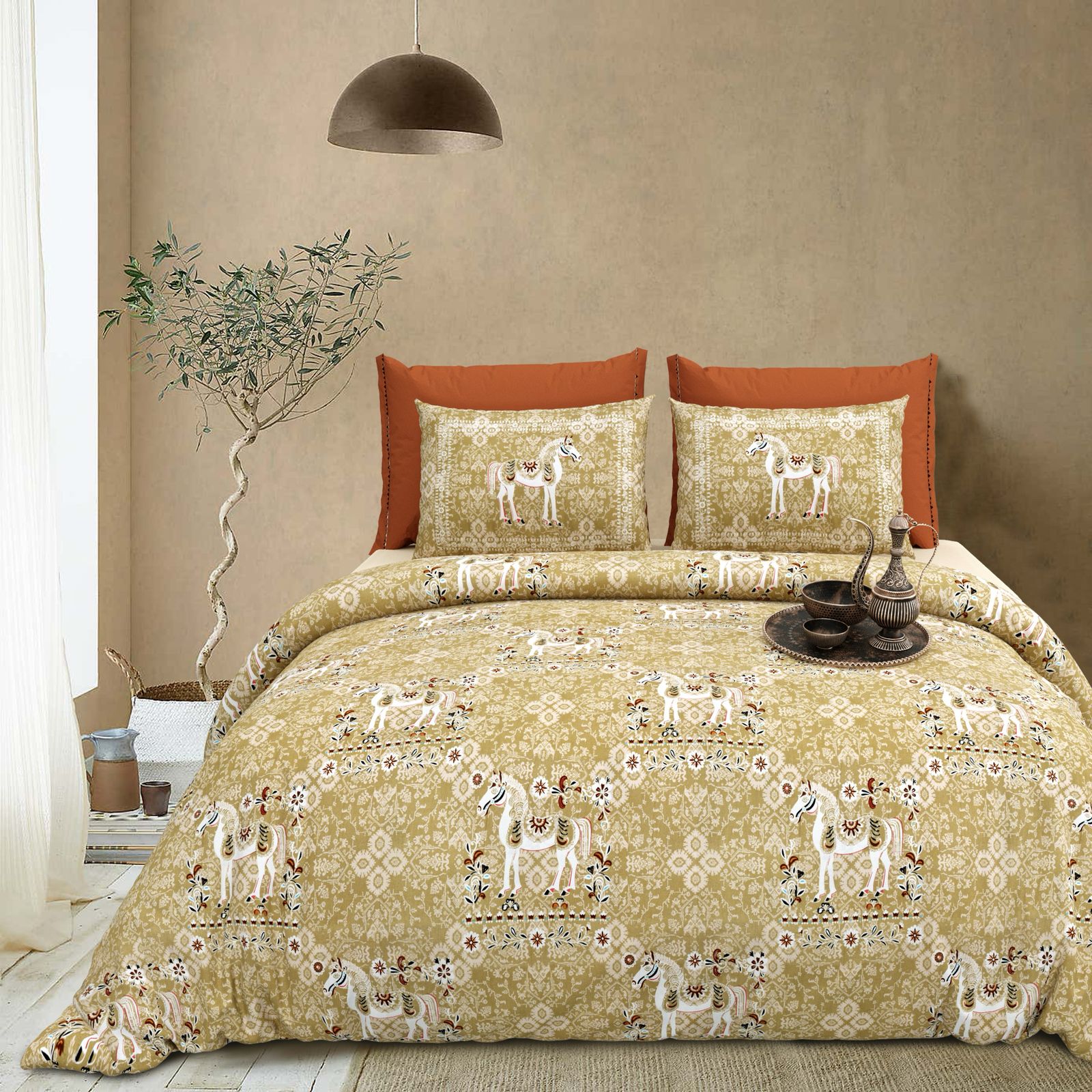 Cotton King Size Bedsheet Set (108x108 Inches) with 2 Pillow Covers