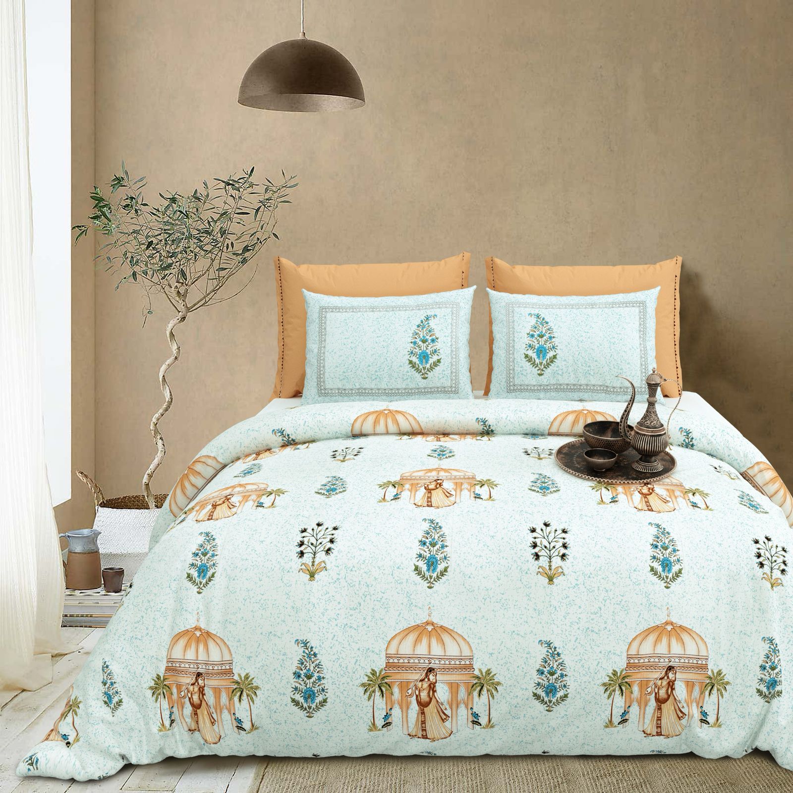Cotton King Size Bedsheet Set (108x108 Inches) with 2 Pillow Covers