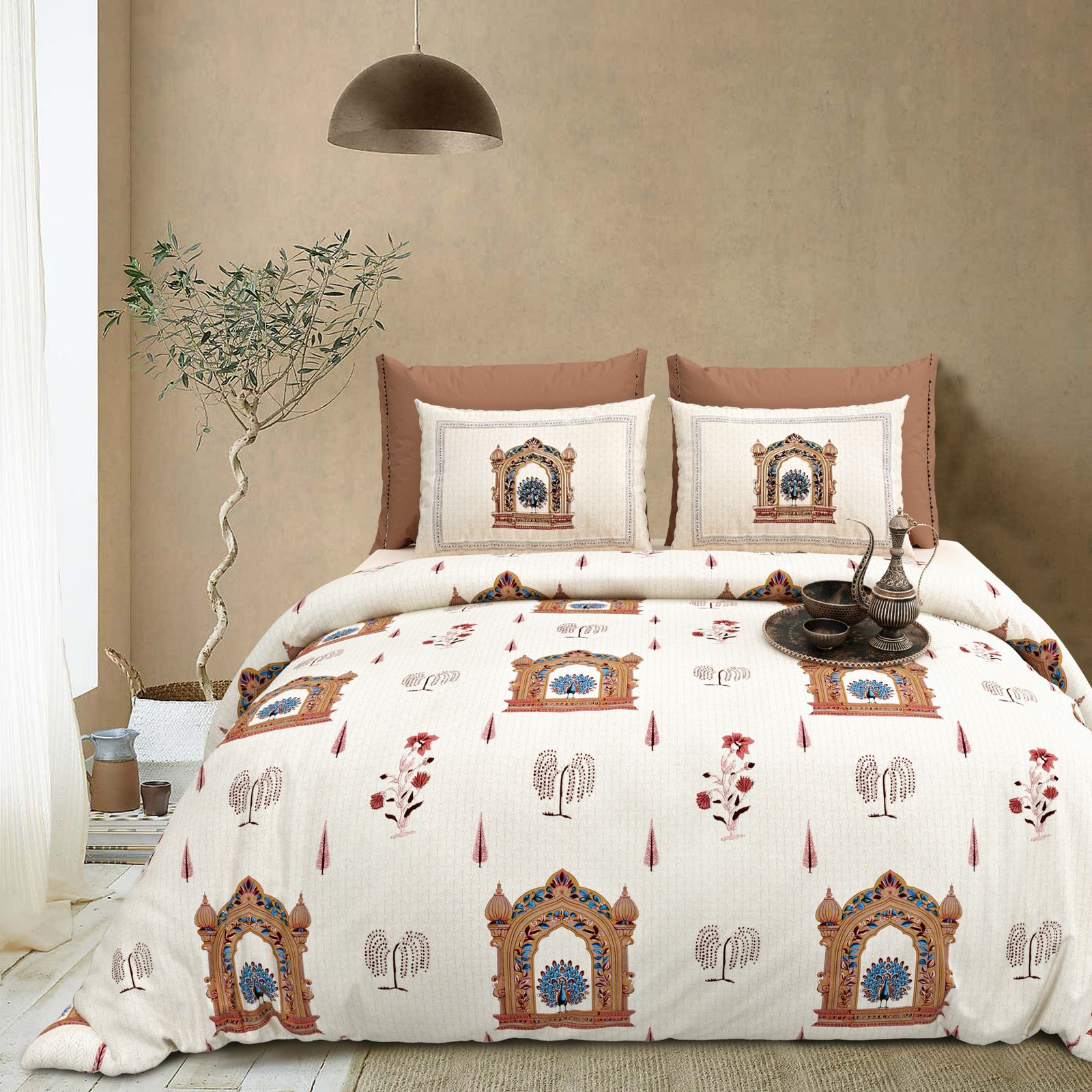 Cotton King Size Bedsheet Set (108x108 Inches) with 2 Pillow Covers