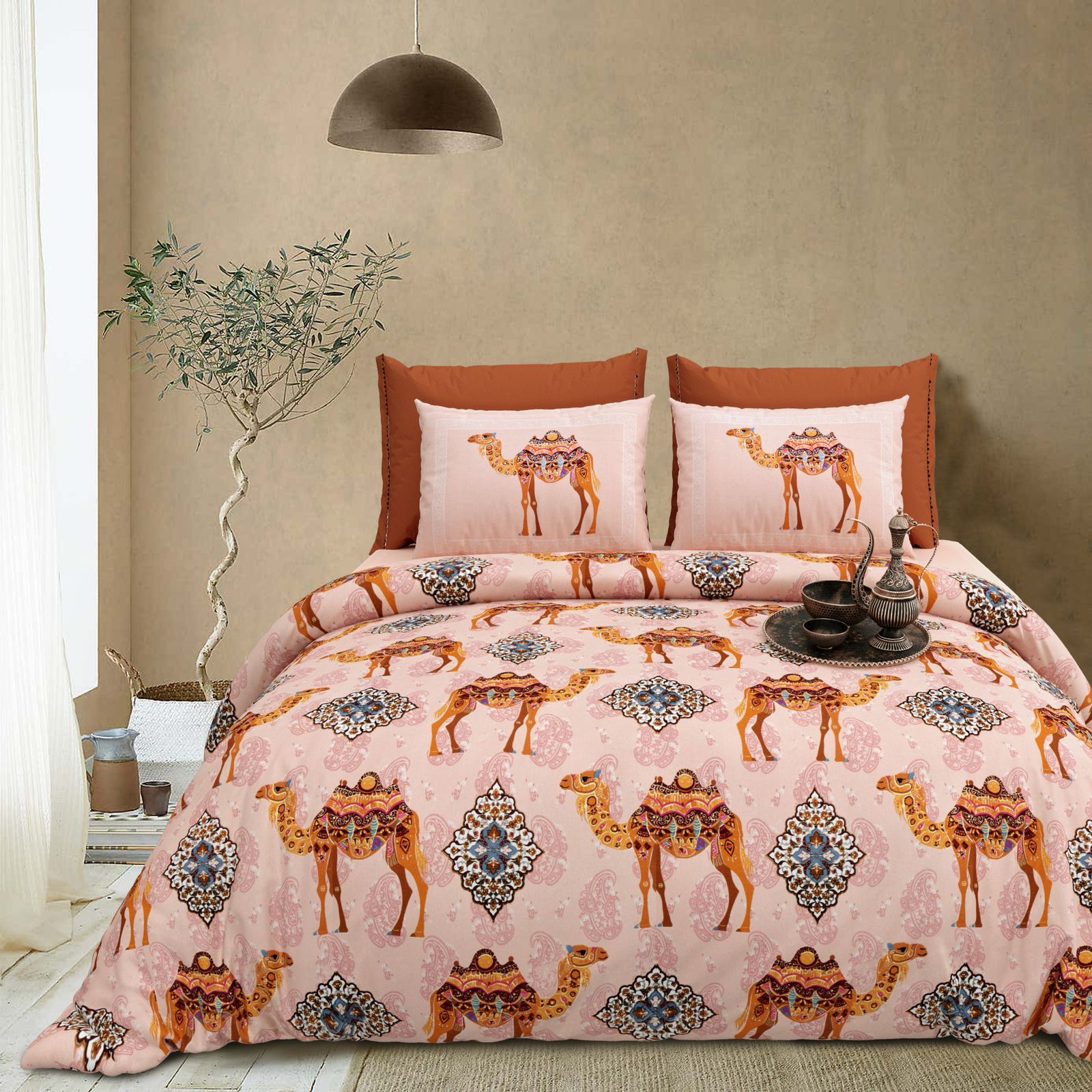 Cotton King Size Bedsheet Set (108x108 Inches) with 2 Pillow Covers