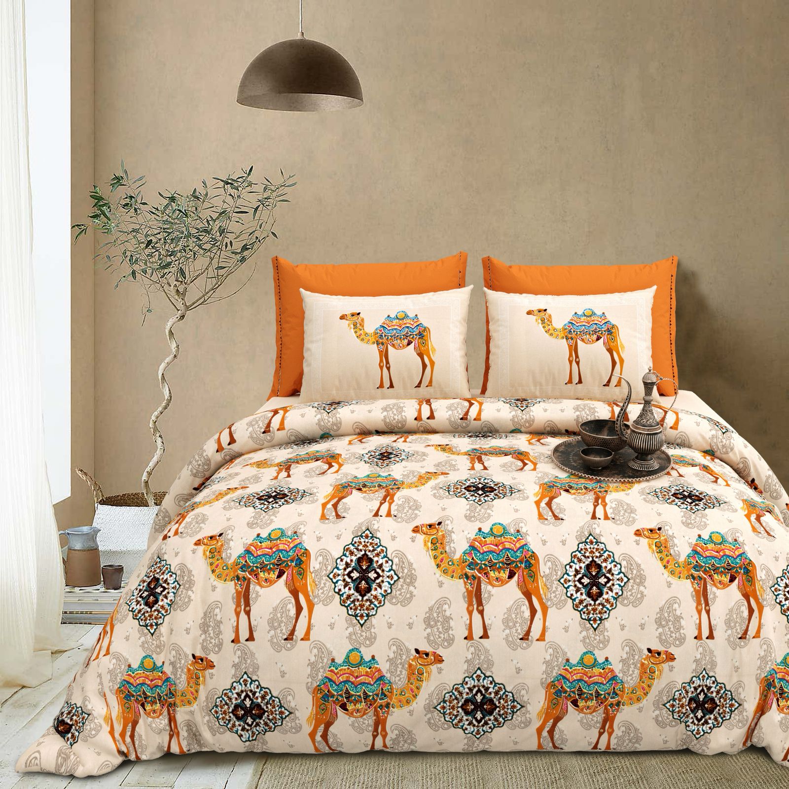 Cotton King Size Bedsheet Set (108x108 Inches) with 2 Pillow Covers