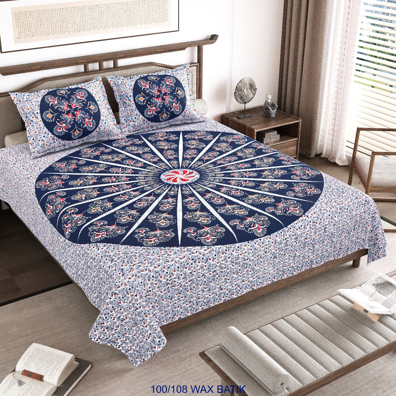 Cotton King Size Bedsheet with Pillow Covers – 100×108 Inches