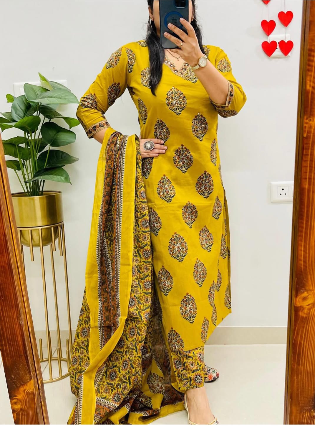 Cotton Kurti Pant Set with 100x100 Cotton Dupatta | Fully Stitched