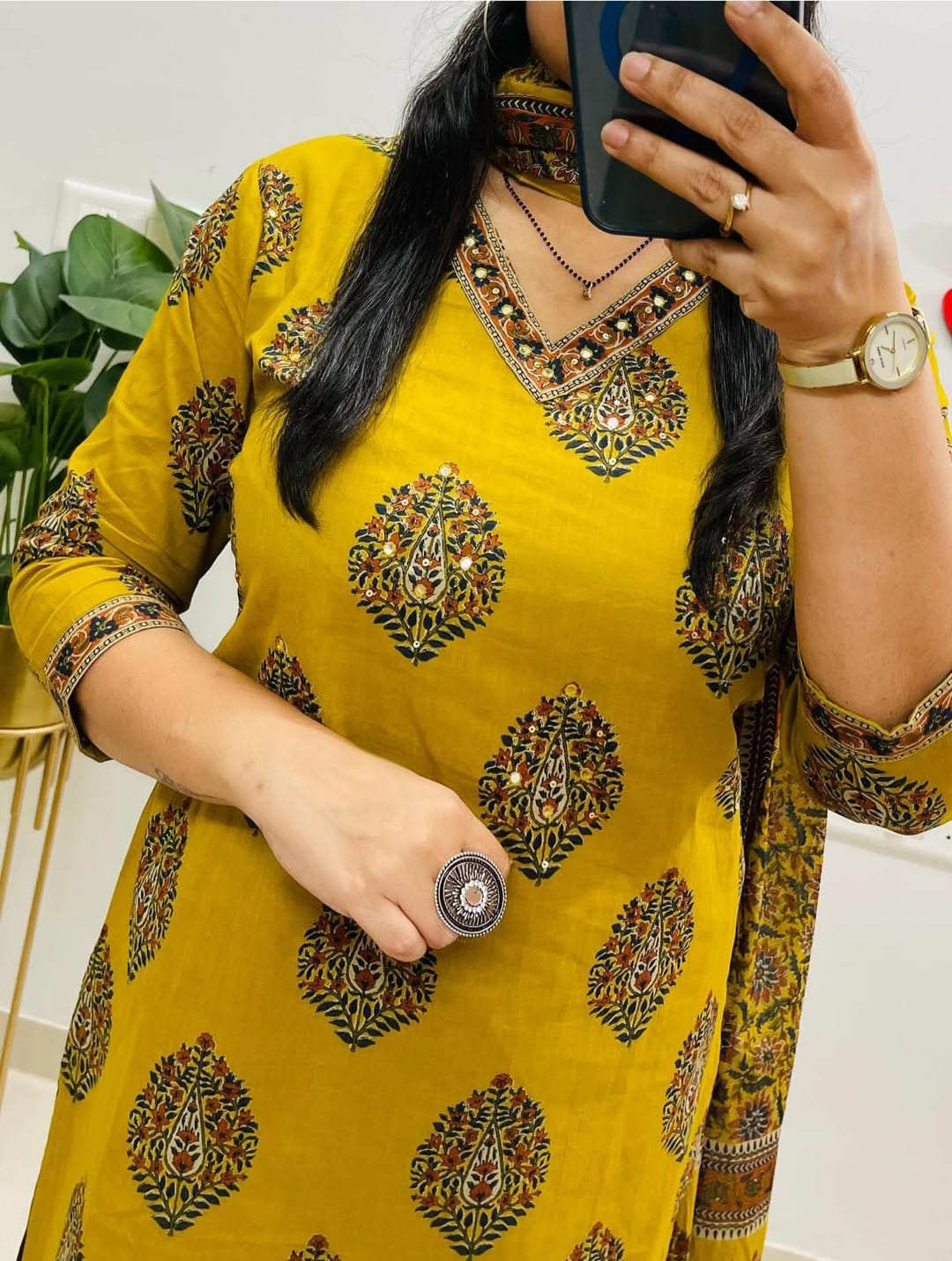 Cotton Kurti Pant Set with 100x100 Cotton Dupatta | Fully Stitched