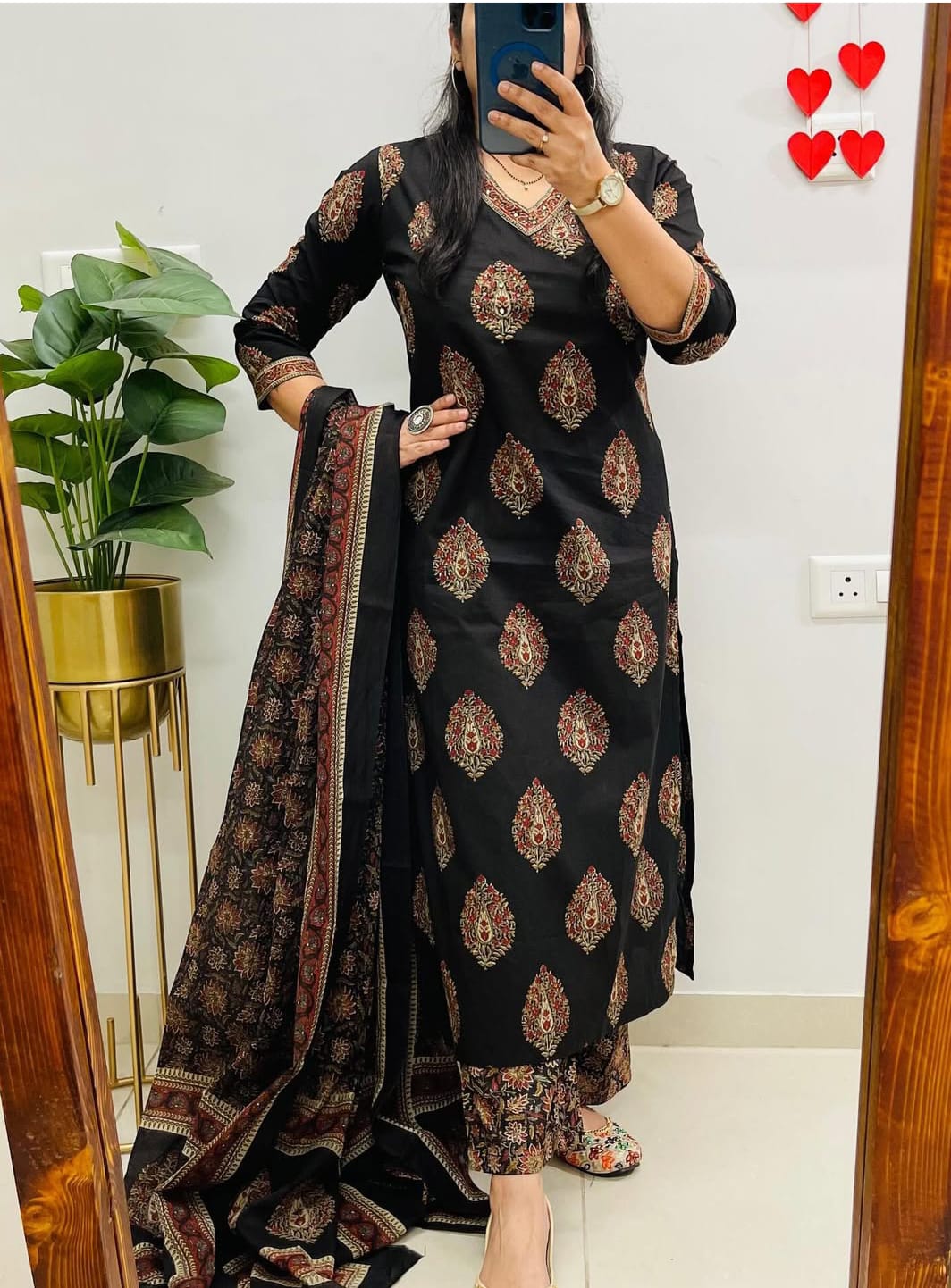 Cotton Kurti Pant Set with 100x100 Cotton Dupatta | Fully Stitched