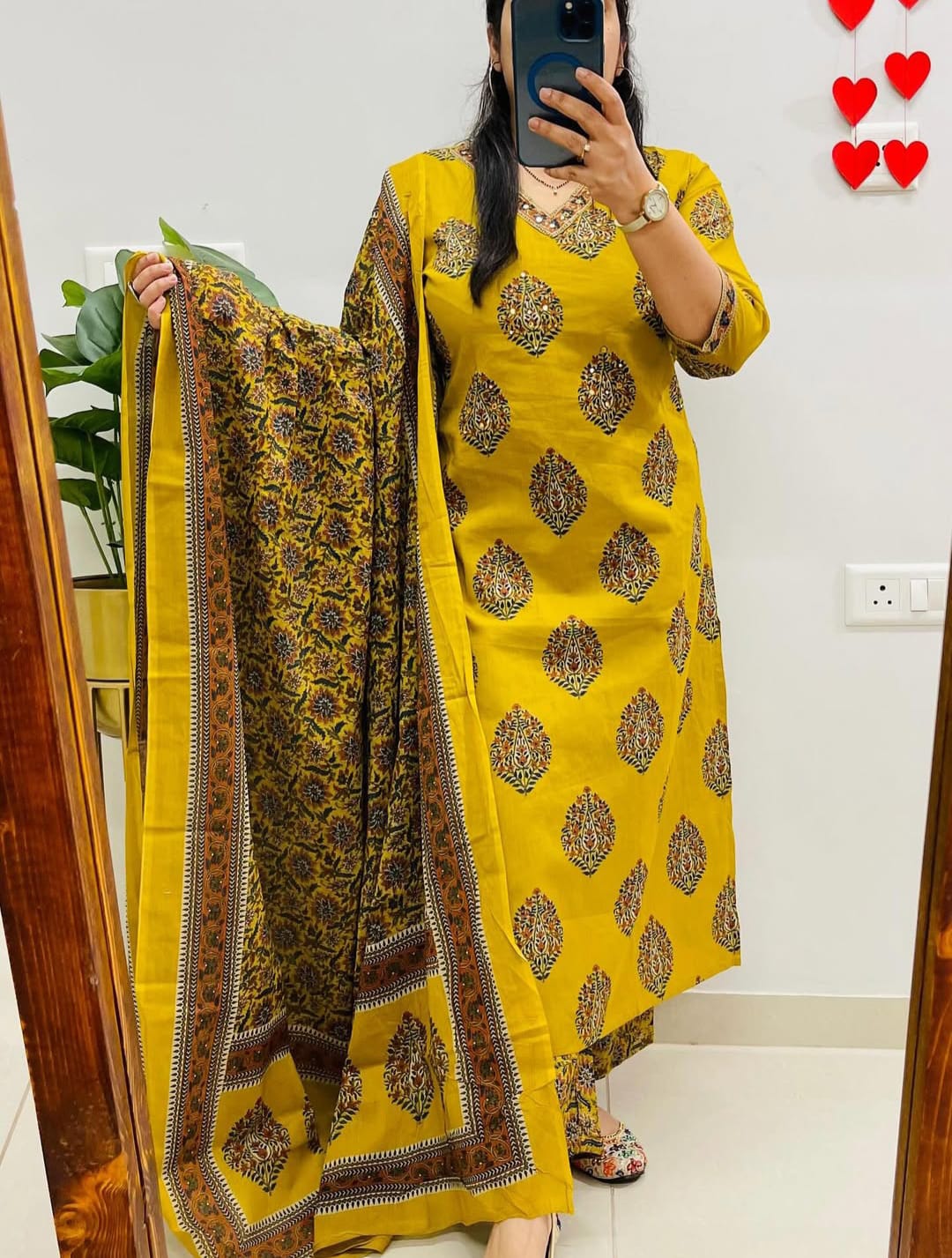 Cotton Kurti Pant Set with 100x100 Cotton Dupatta | Fully Stitched