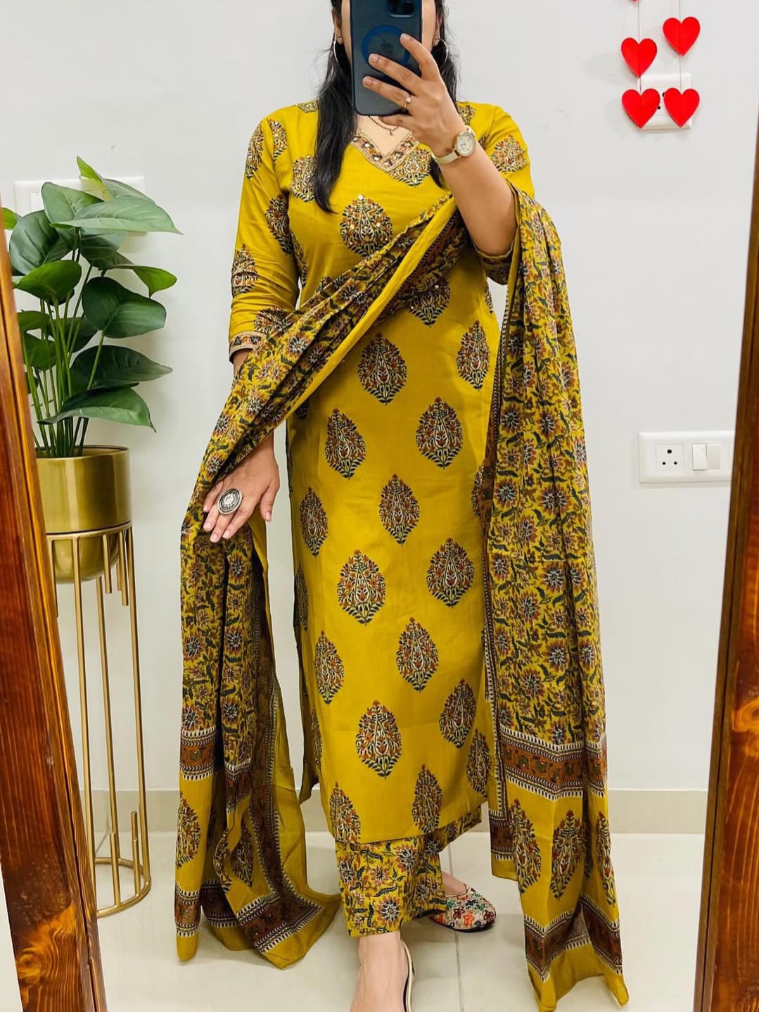 Cotton Kurti Pant Set with 100x100 Cotton Dupatta | Fully Stitched