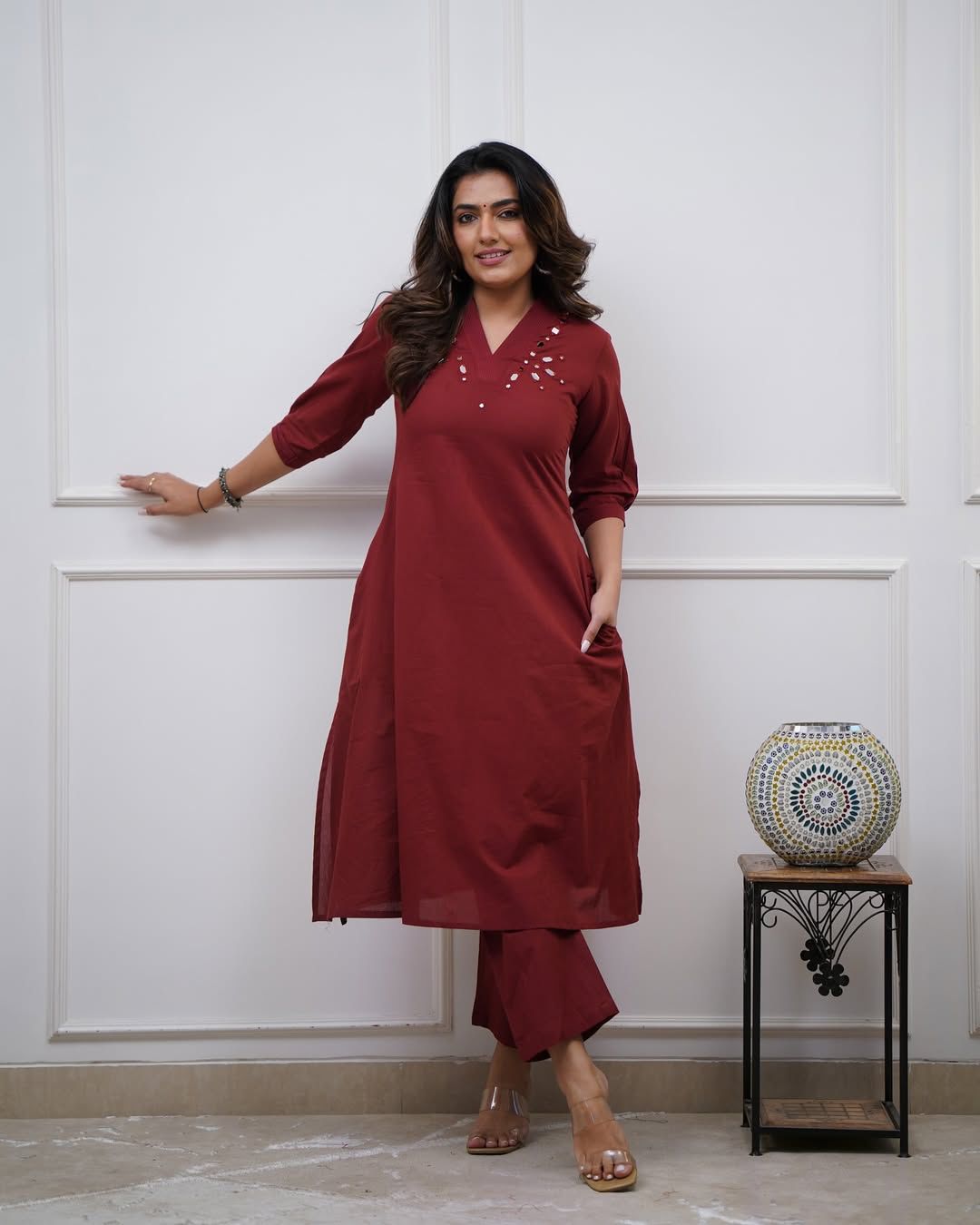 Cotton Kurti Plazo Set with Pockets - Long Kurti for Women
