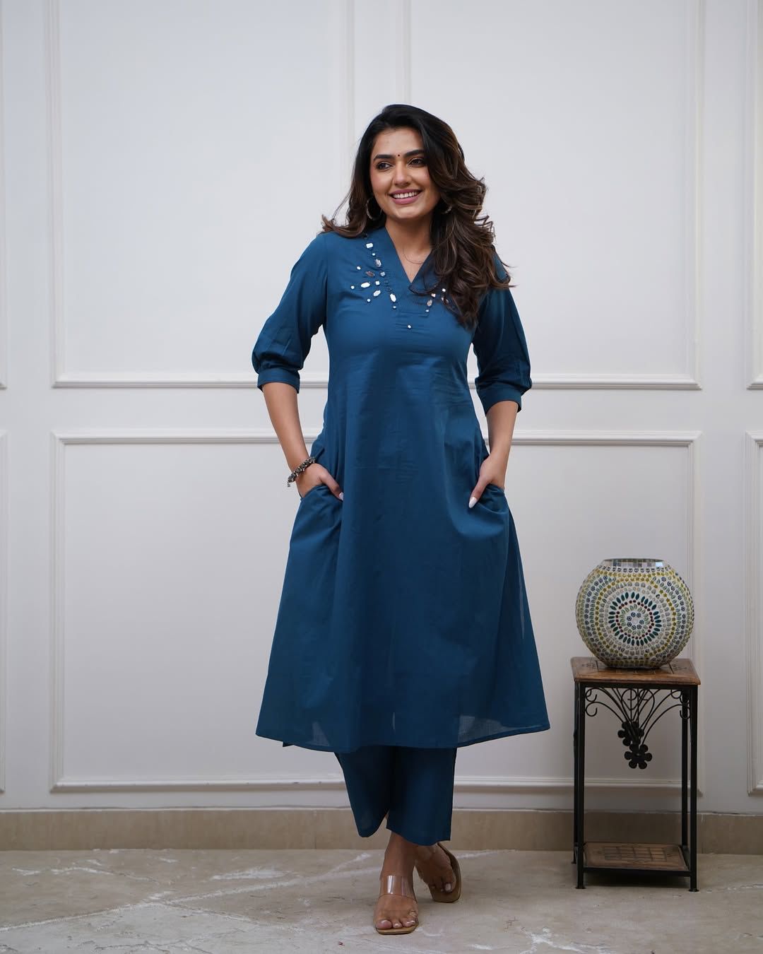 Cotton Kurti Plazo Set with Pockets - Long Kurti for Women