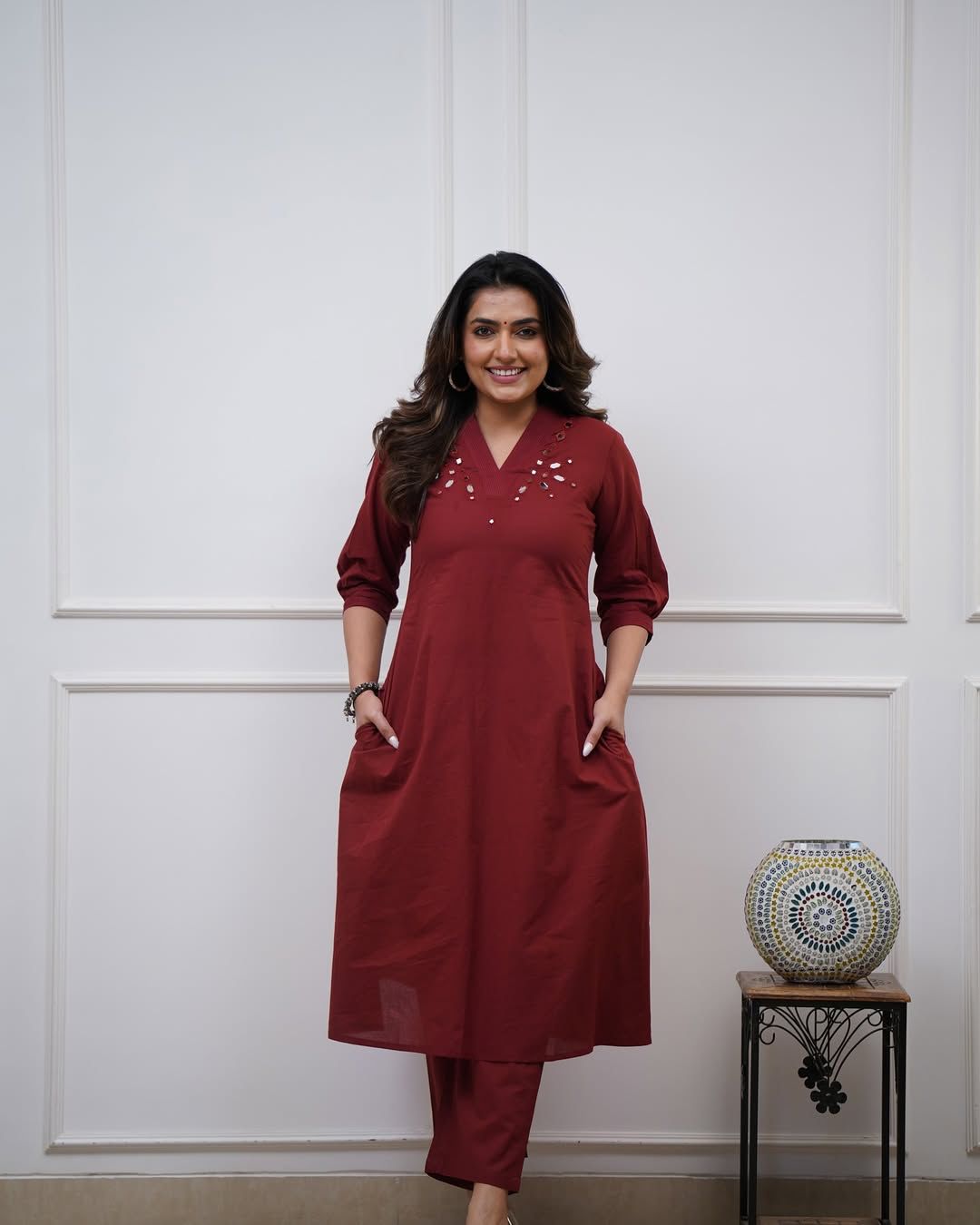 Cotton Kurti Plazo Set with Pockets - Long Kurti for Women