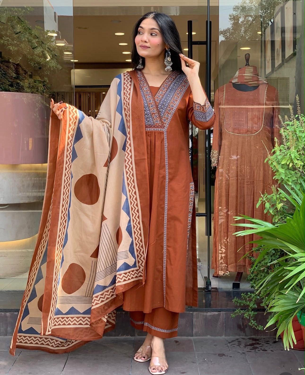 Cotton Printed Kurti Set with Cotton Pant & Mal Mal Dupatta